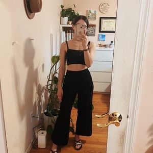 Aritzia black knit wide leg pants